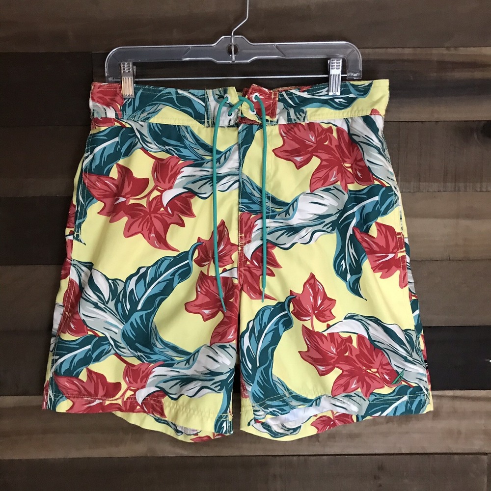Nautica Swim Trunks  Floral Pattern Print Mens Medium 32w‎ Mesh Lined Swimming
